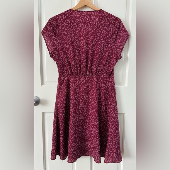 Outerknown Juniper Ditsy Floral Cap Sleeve Mini Dress Wine Purple Pink Size S - Picture 6 of 12